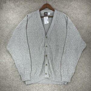 New VTG Retriever Chunky Waffle Knit Cardigan Sweater XLT Grey‎ 90s Grandpa Cozy